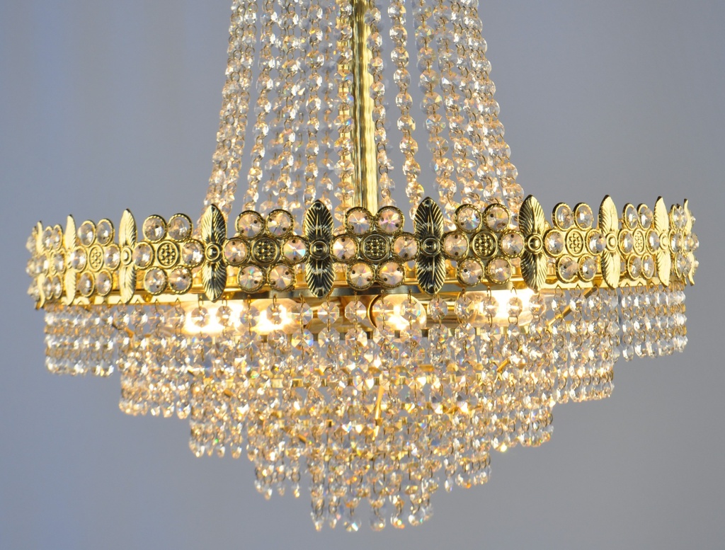Asfour Crystal Chandelier 24K Gold Plate Finish