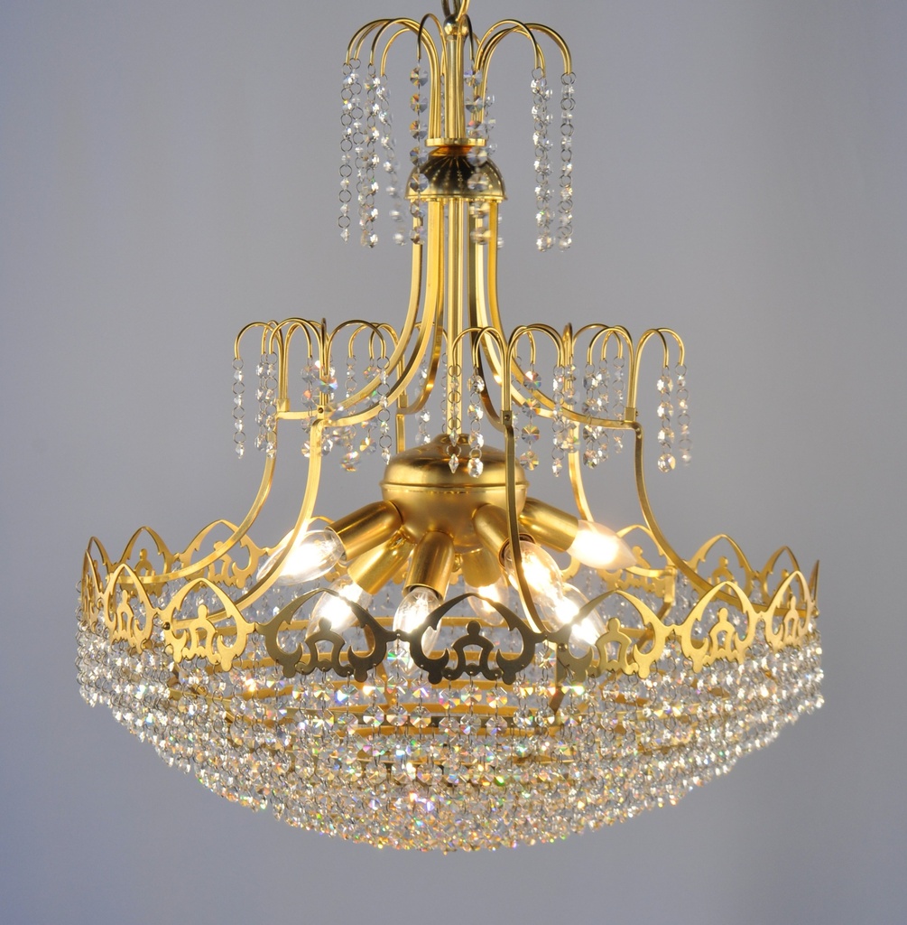 Asfour Crystal Chandelier 24K Gold Plate Finish