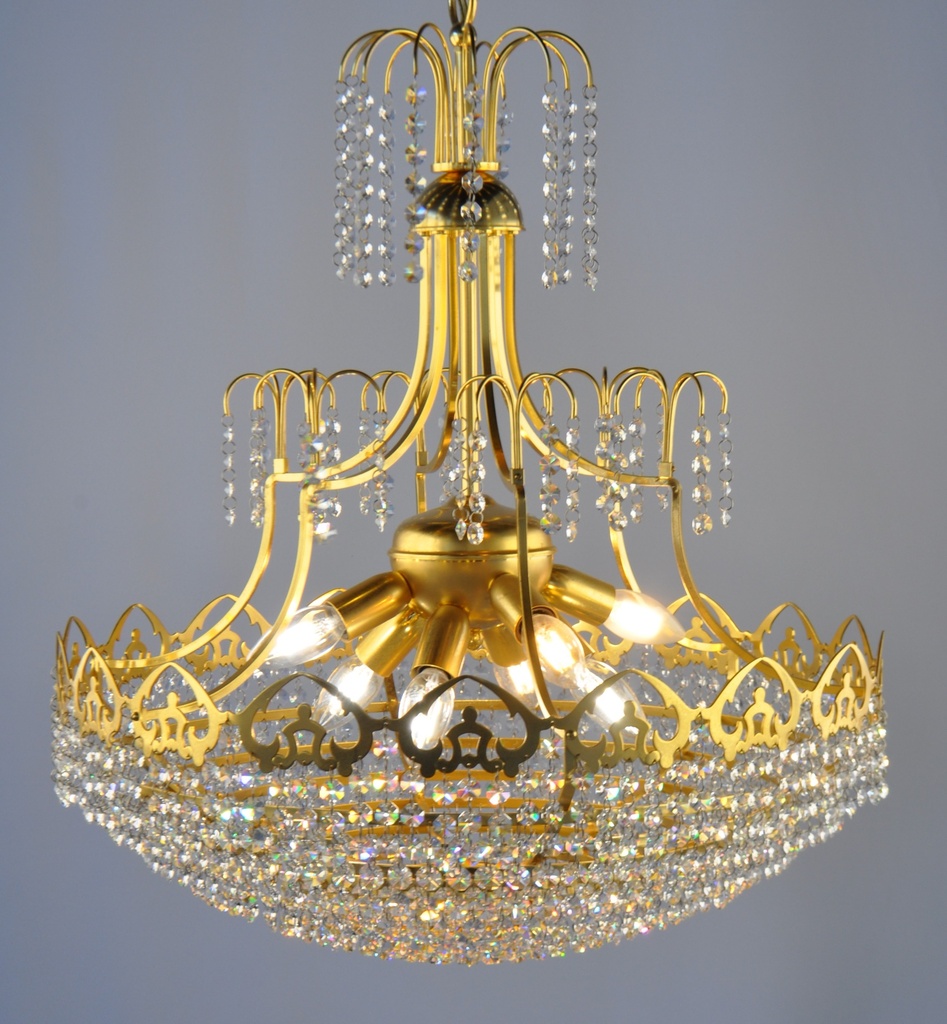 Asfour Crystal Chandelier 24K Gold Plate Finish