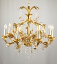 Glass Colour Crystal Chandelier Gold Metal Finish