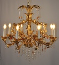 Glass Colour Crystal Chandelier Gold Metal Finish