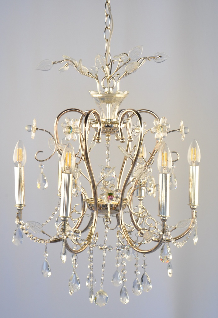 Glass Crystal Chandelier Steel + Glass Finish