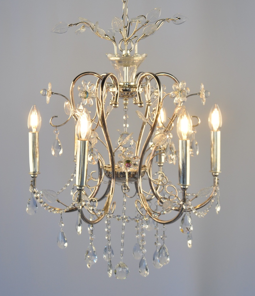 Glass Crystal Chandelier Steel + Glass Finish
