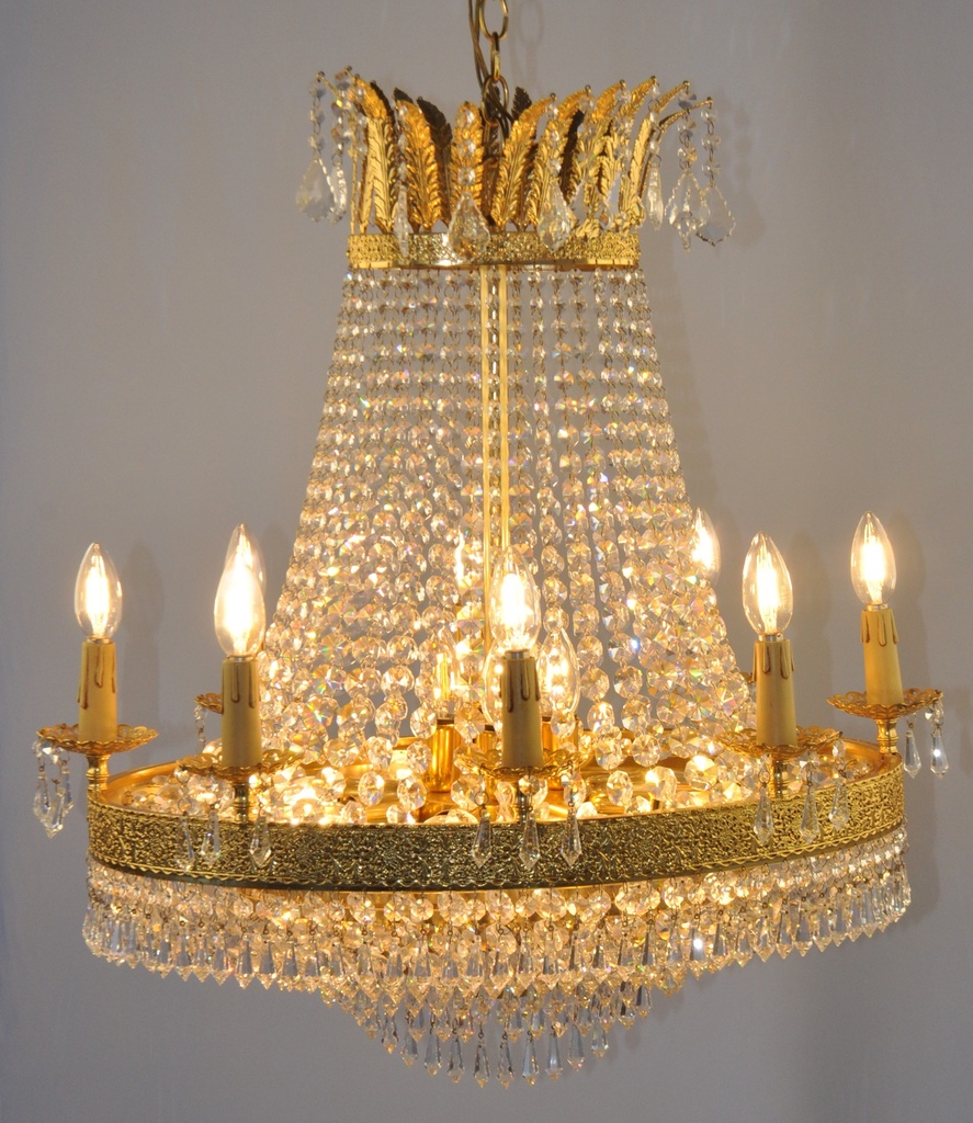 Asfour Crystal Chandelier 24K Gold Plate Finish