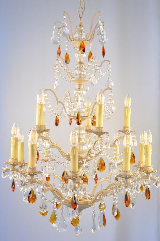 Glass Color Crystal Chandelier Metal Finish