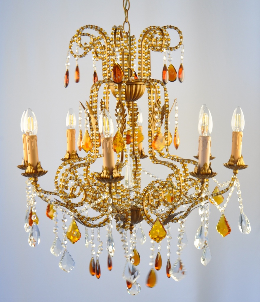 Glass Color Crystal Chandelier Metal Finish