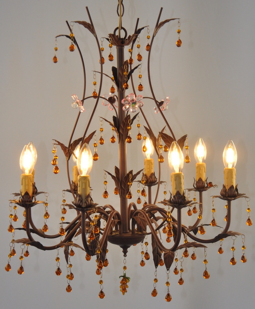 Glass Color Crystal Chandelier Metal Finish