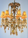 Glass Color Crystal Chandelier Brass Finish