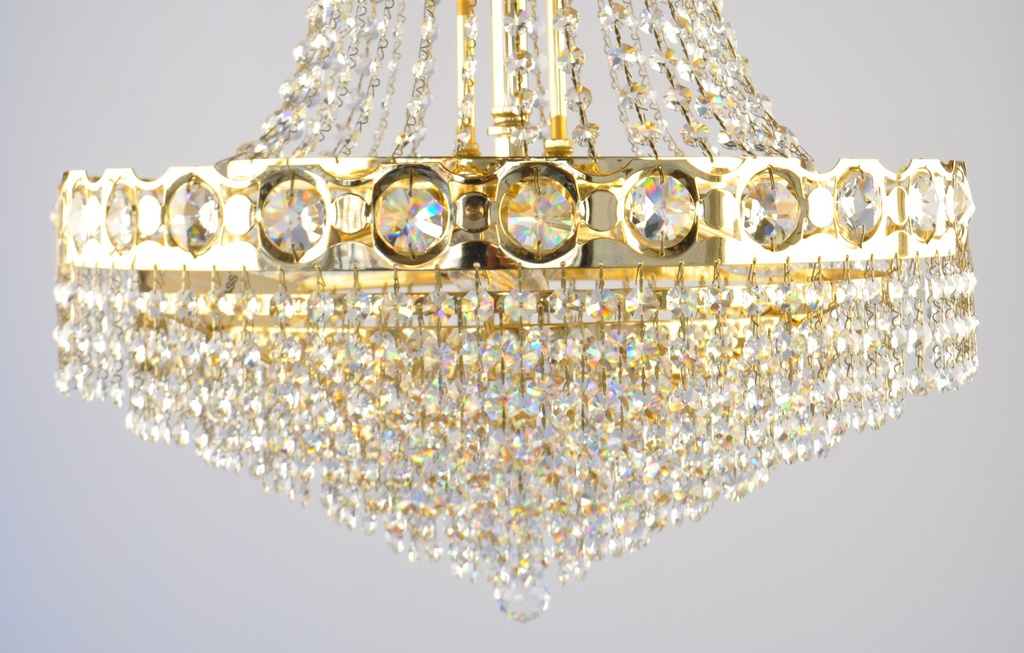 Asfour Crystal Chandelier 24K Gold Plate Finish