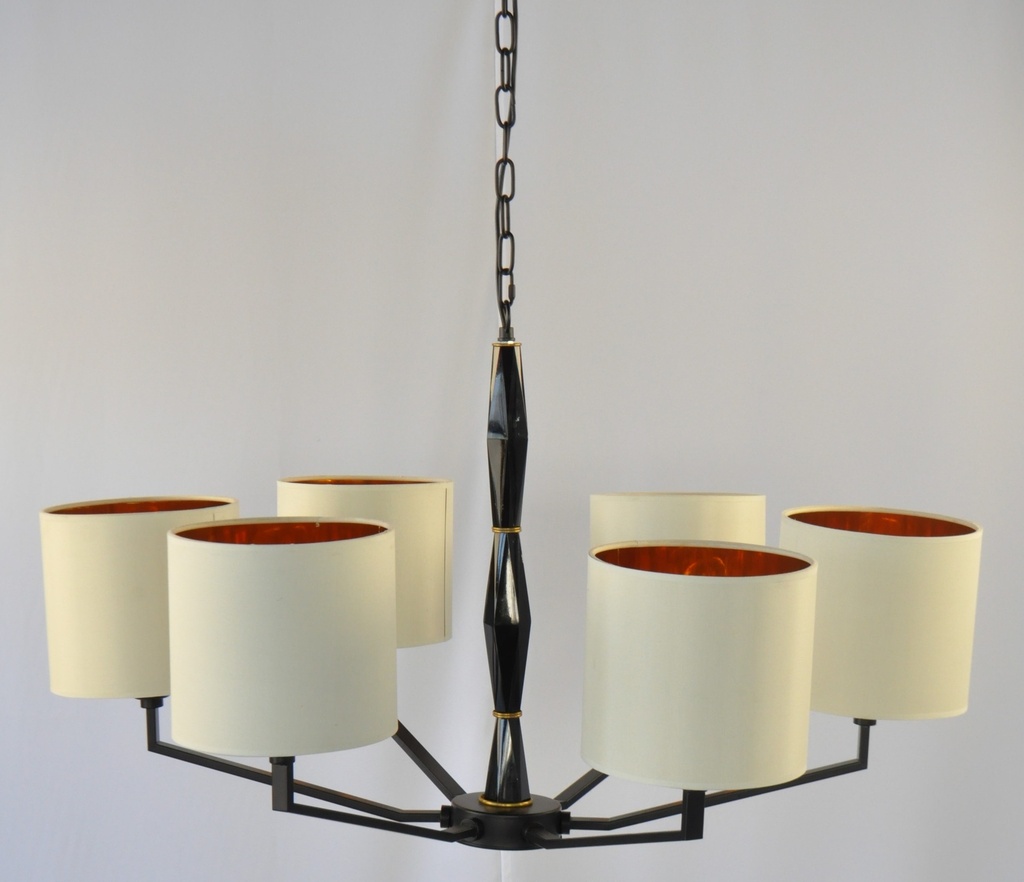 Modern Chandelier Metal Finish With Off White Shade