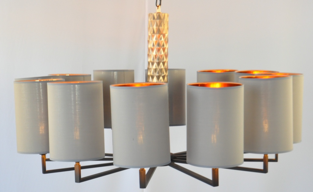 Modern Chandelier Medal Shade With Light Grey Shade