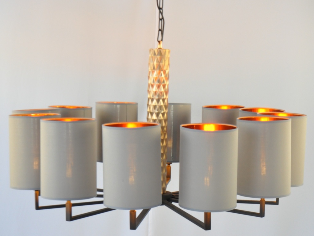 Modern Chandelier Medal Shade With Light Grey Shade