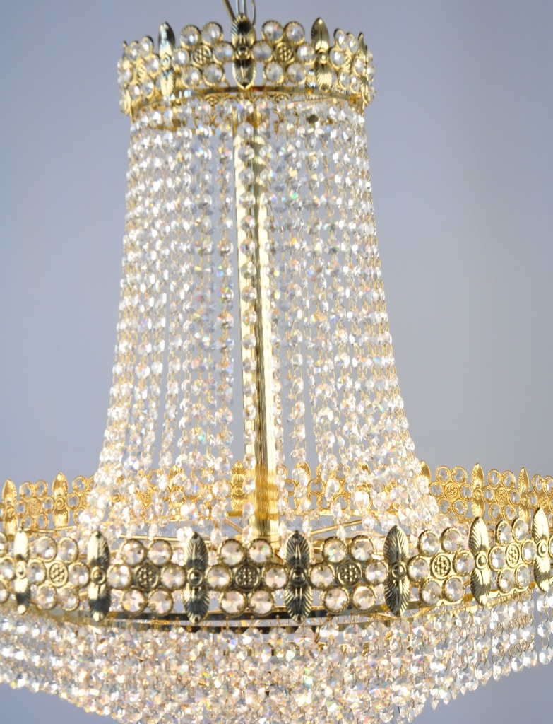 Asfour Crystal Chandelier 24K Gold Plate Finish