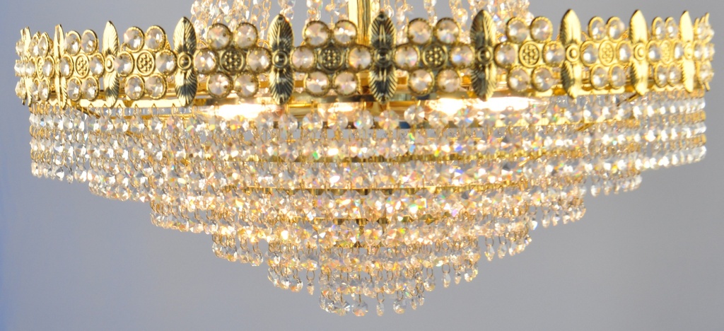 Asfour Crystal Chandelier 24K Gold Plate Finish