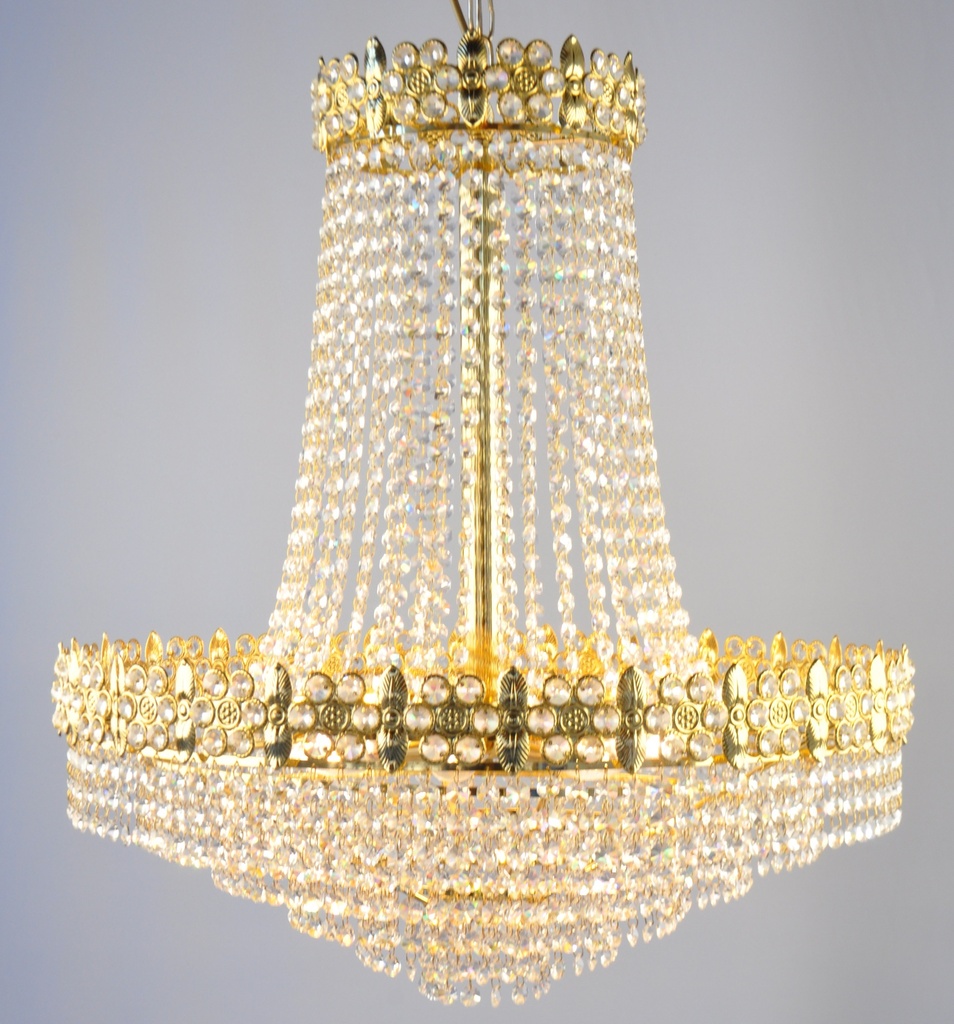 Asfour Crystal Chandelier 24K Gold Plate Finish