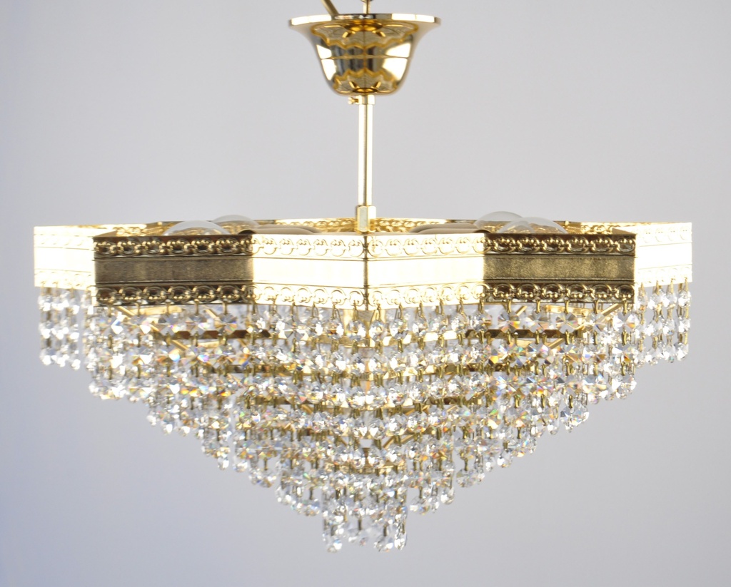 Asfour Crystal Chandelier 24K Gold Plated Finish