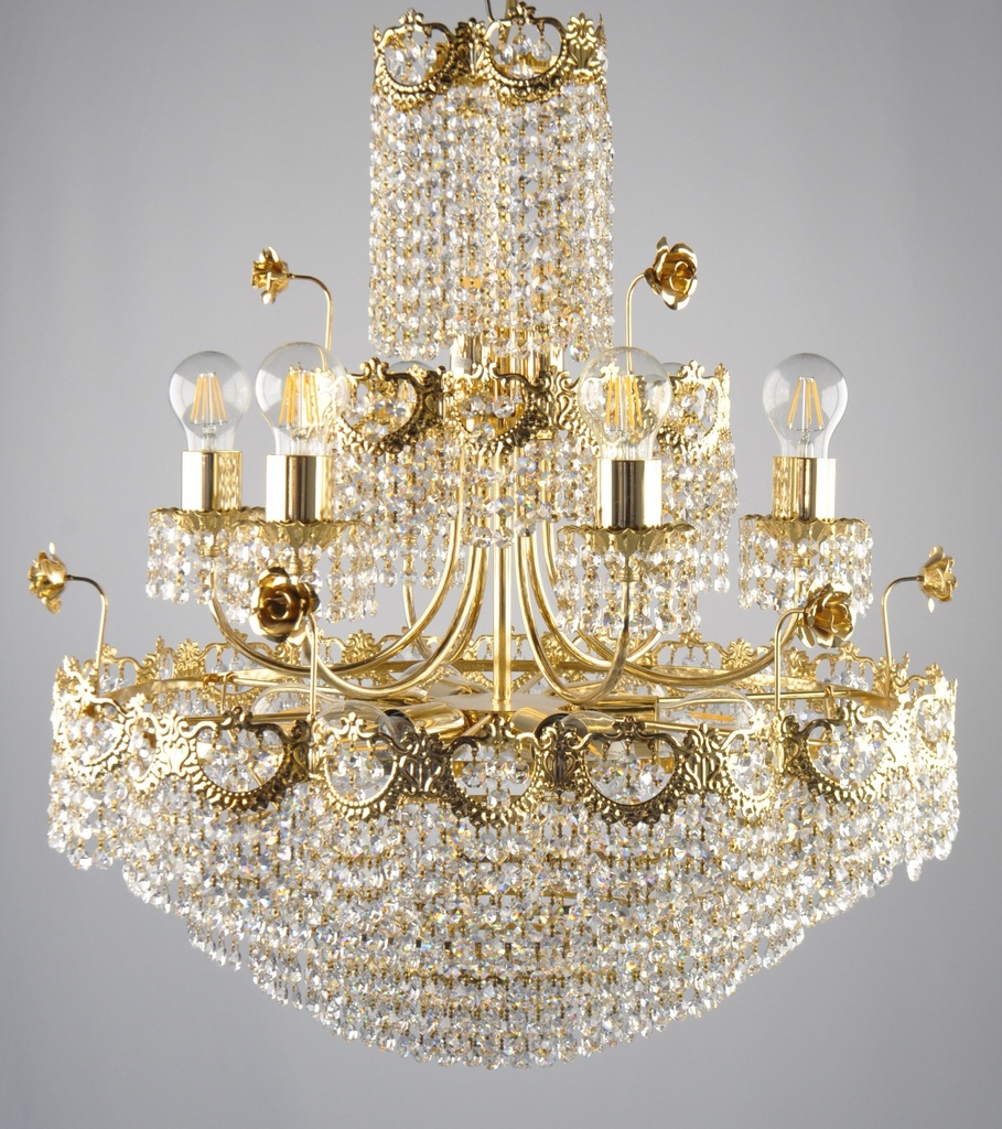 Asfour Crystal Chandelier 24K Gold Plated Finish