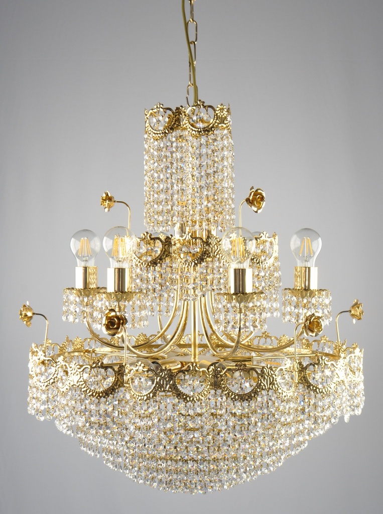 Asfour Crystal Chandelier 24K Gold Plated Finish