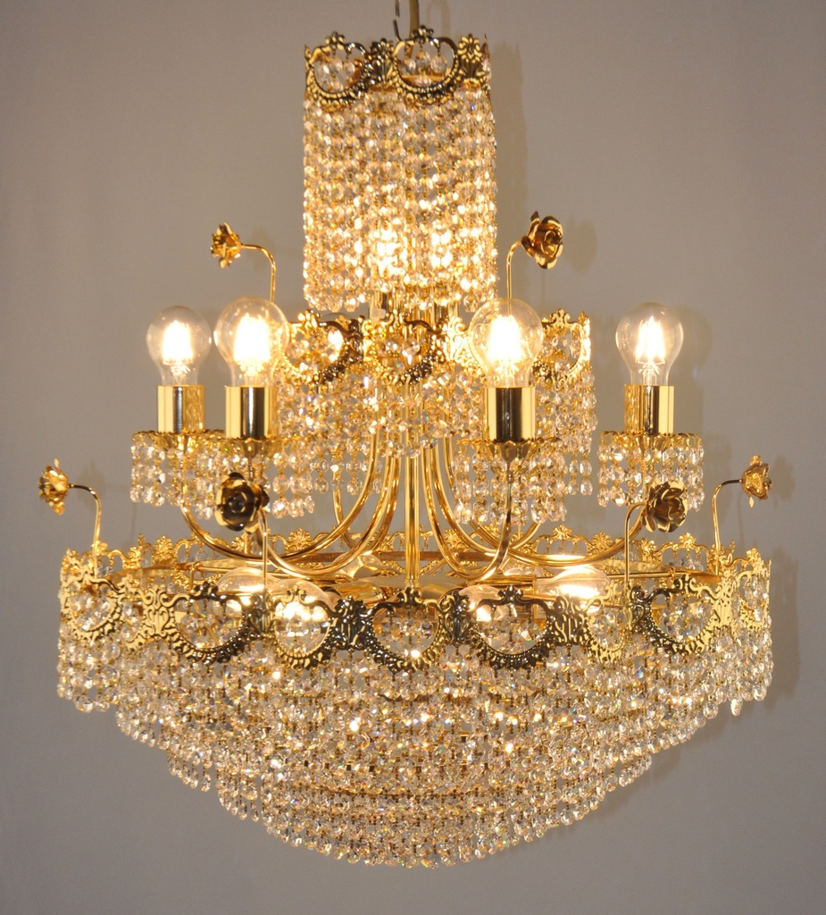 Asfour Crystal Chandelier 24K Gold Plated Finish