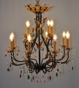 Glass Color Crystal Chandelier 24K Black Steel Finish