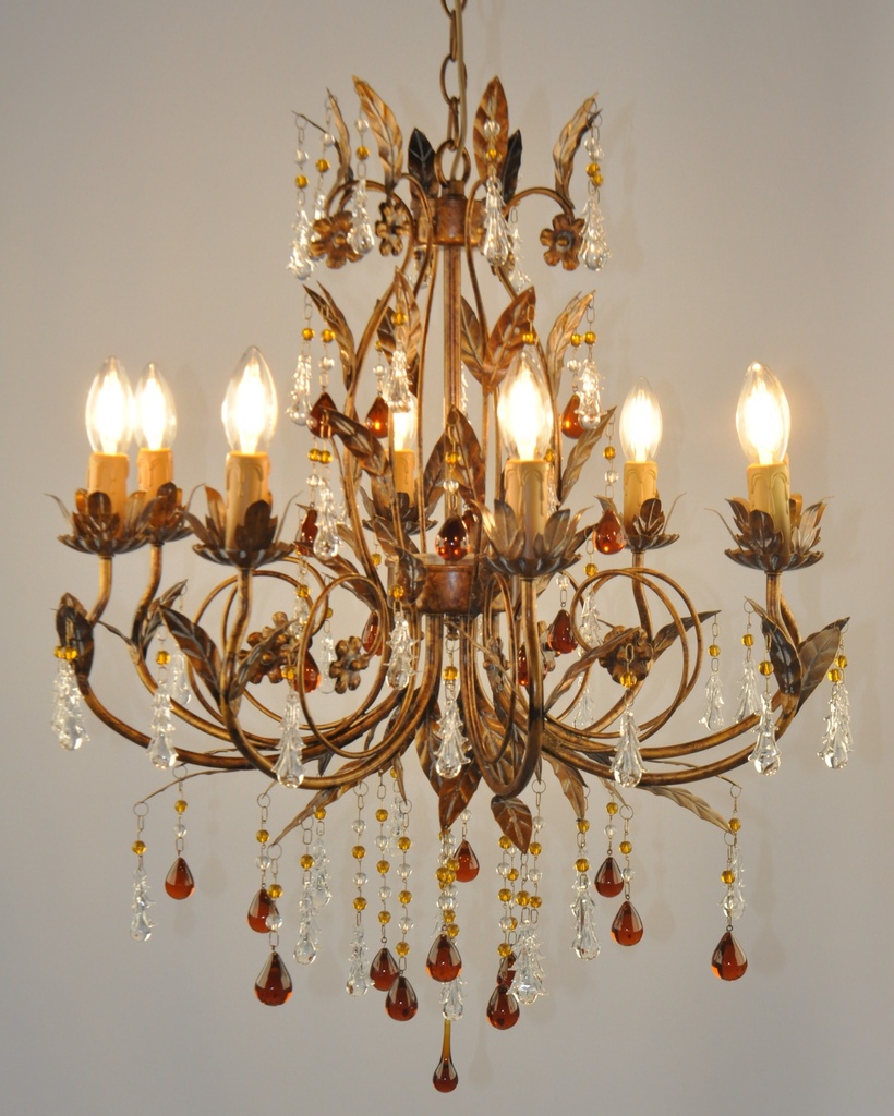 Glass Colour Crystal Chandelier Metal + Steel Finish