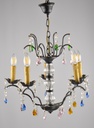 Glass Color Crystal Chandelier Black Steel Finish