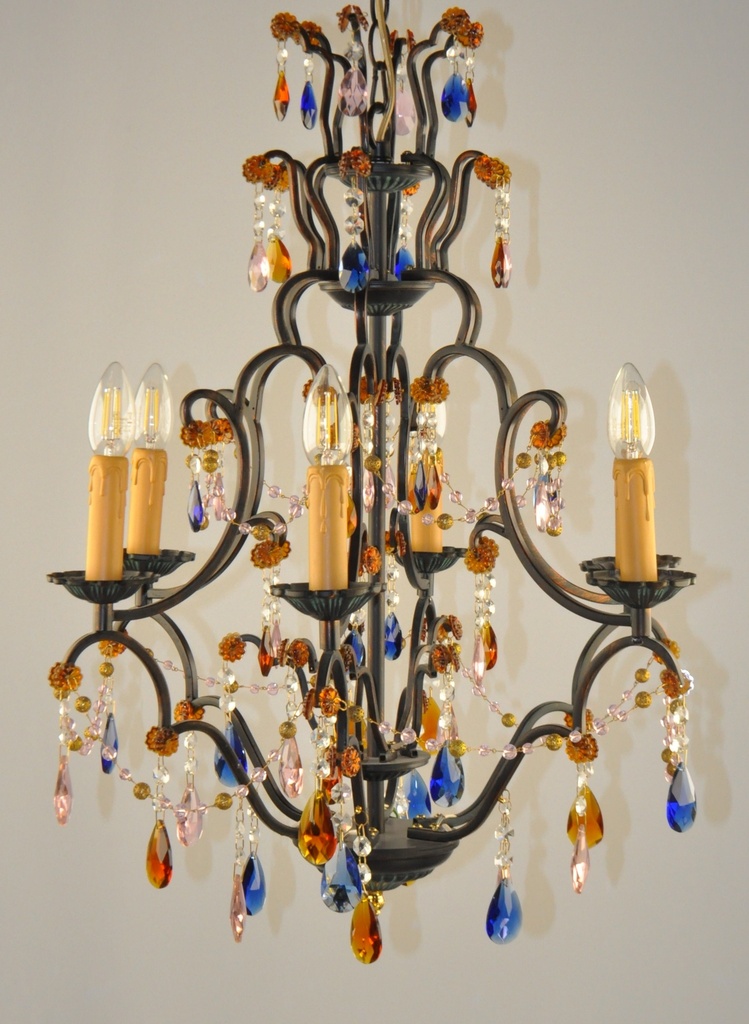 Glass Coluor Crystal Chandelier Metal Finish