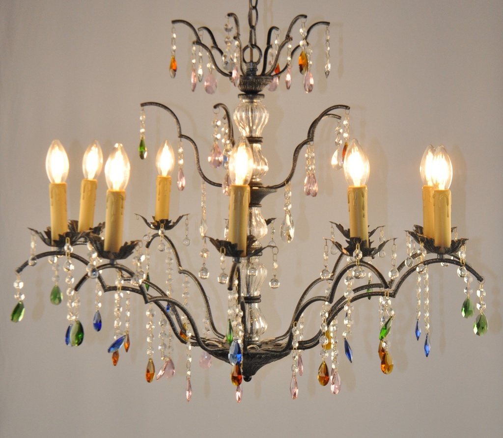 Glass Color Crystal Chandelier Metal Finish