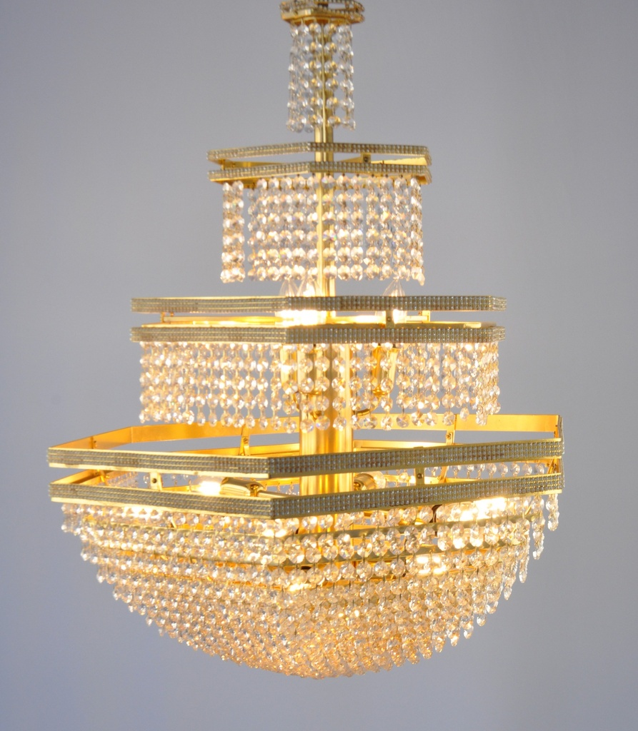 Asfour Crystal Chandelier 24K Gold Plated Finish