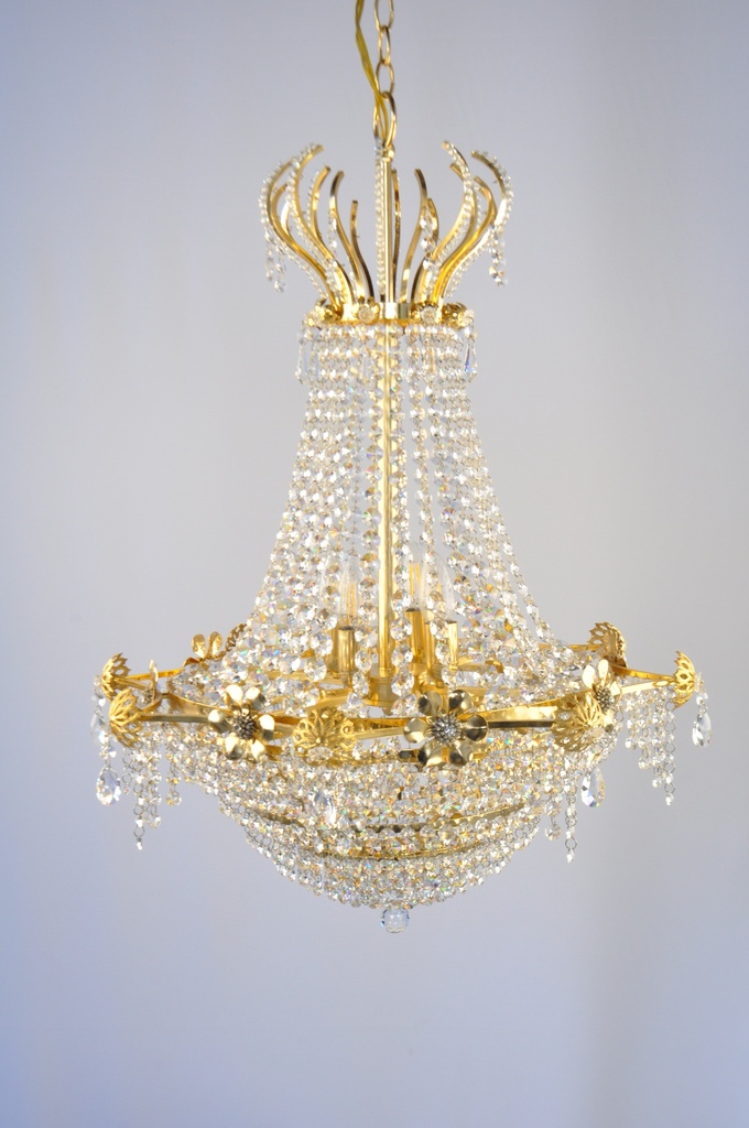 Asfour Crystal Chandelier 24K Gold Plated Finish
