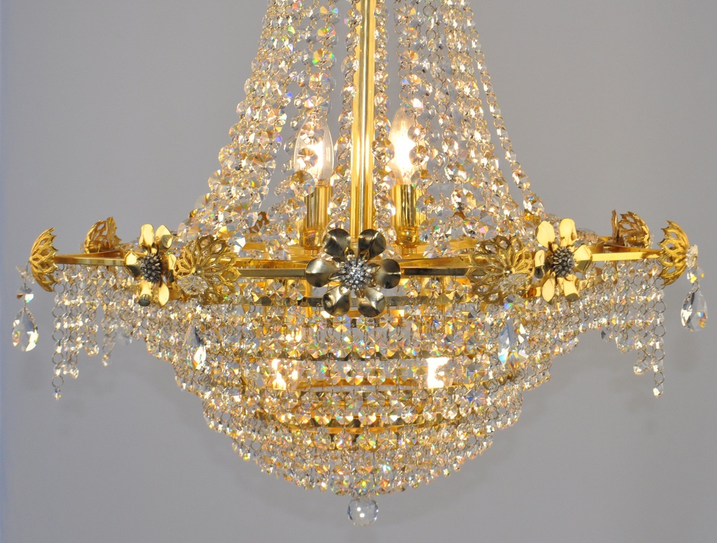 Asfour Crystal Chandelier 24K Gold Plated Finish