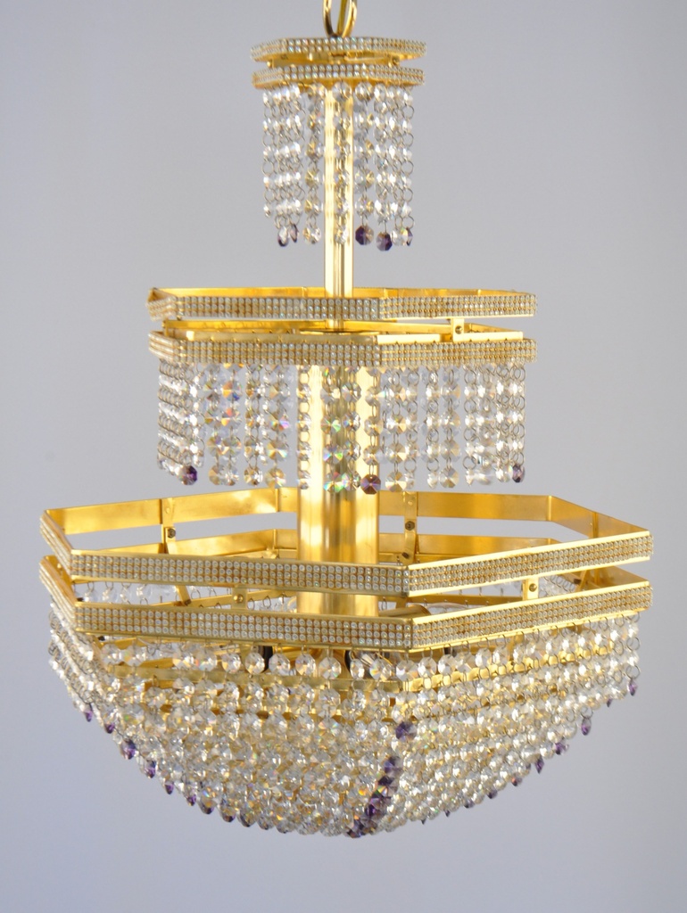 Asfour Crystal Chandelier 24K Gold Plated Finish