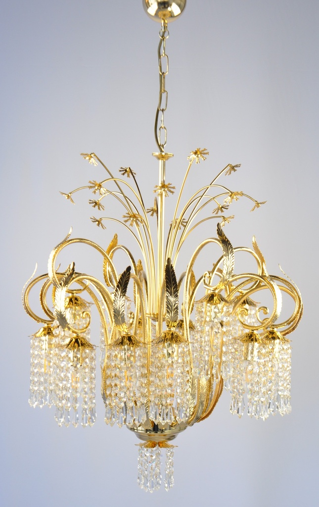 Asfour Crystal Chandelier 24K Gold Plated Finish