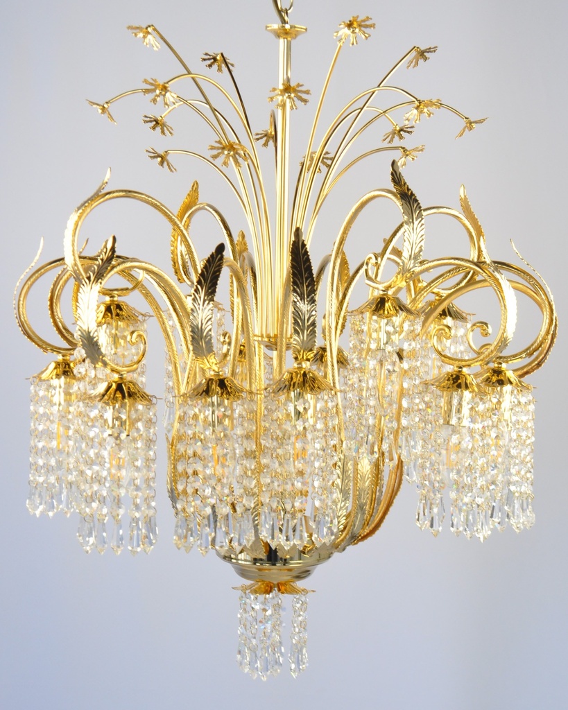 Asfour Crystal Chandelier 24K Gold Plated Finish