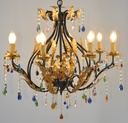 Glass Color Crystal Chandelier Black Metal Finish