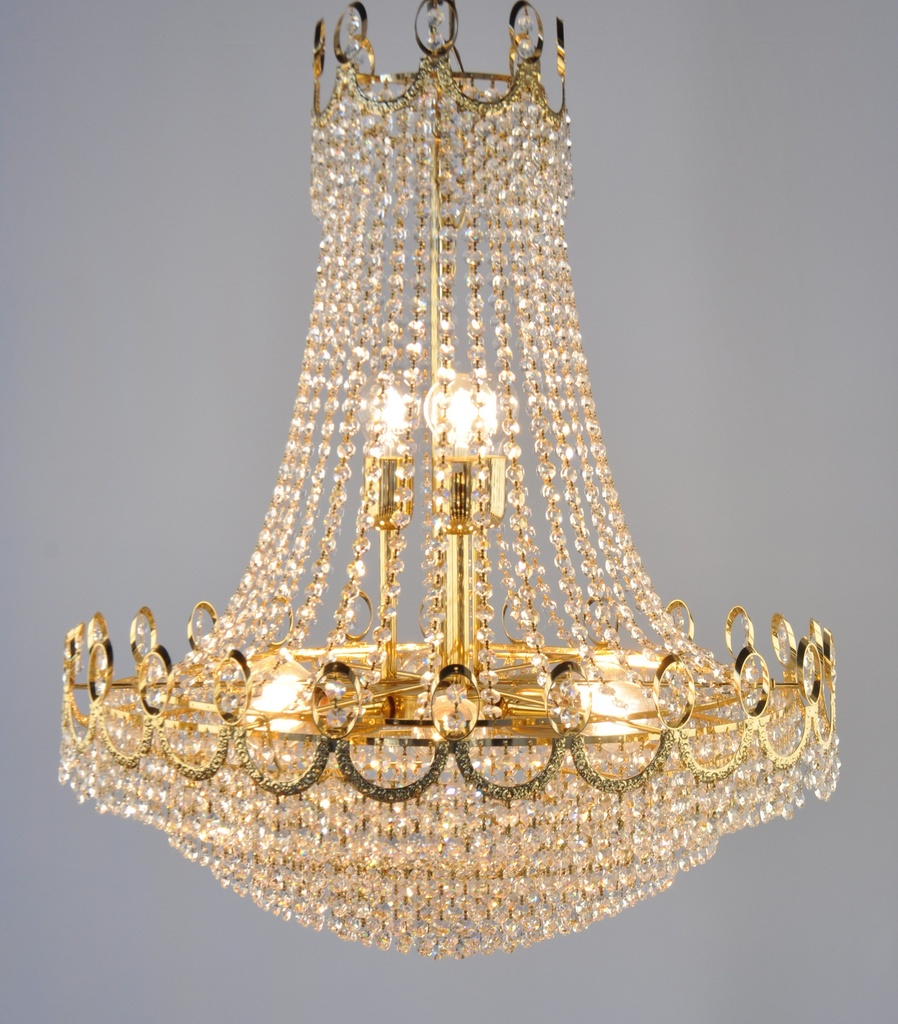 Asfour Crystal Chandelier 24K Gold Plated Finish