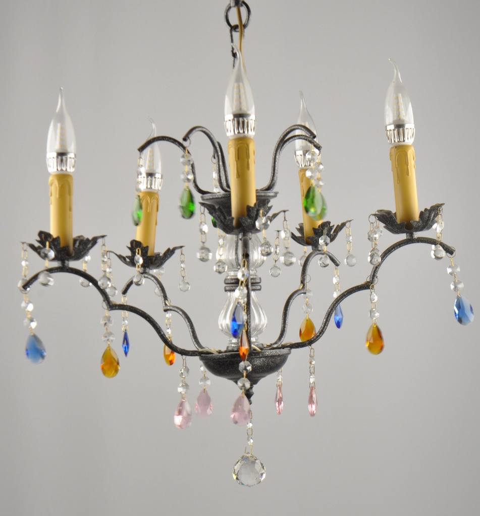 Glass Color Crystal Chandelier Metal Finish