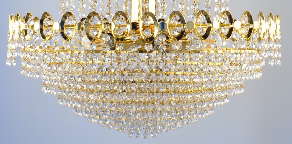 Asfour Crystal Chandelier 24K Gold Plate Finish