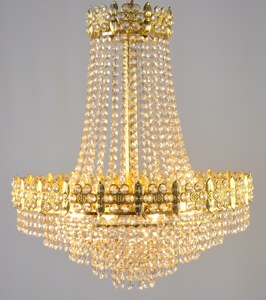 Asfour Crystal Chandelier 24K Gold Plate Finish