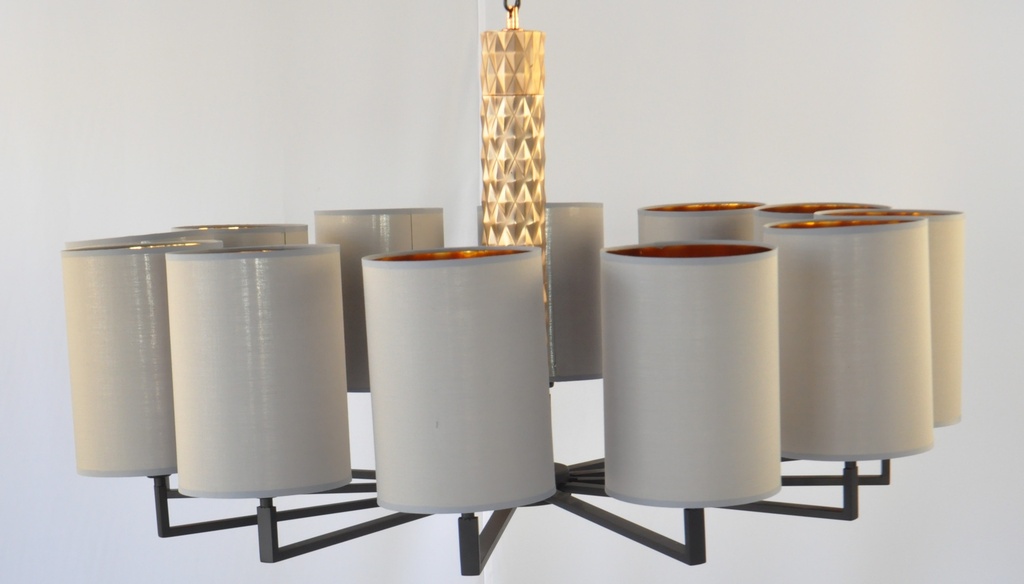 [GL1 - Interlight] Modern Chandelier Medal Shade With Light Grey Shade
