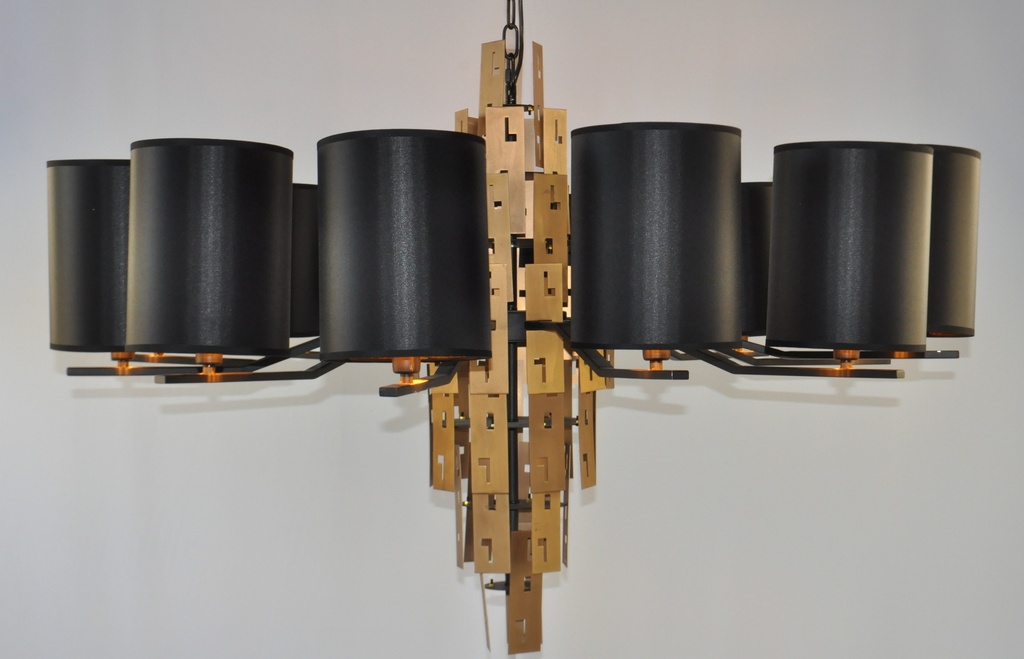 [GL3 - Interlight] Modern Chandelier Metal Finish With Black Shade