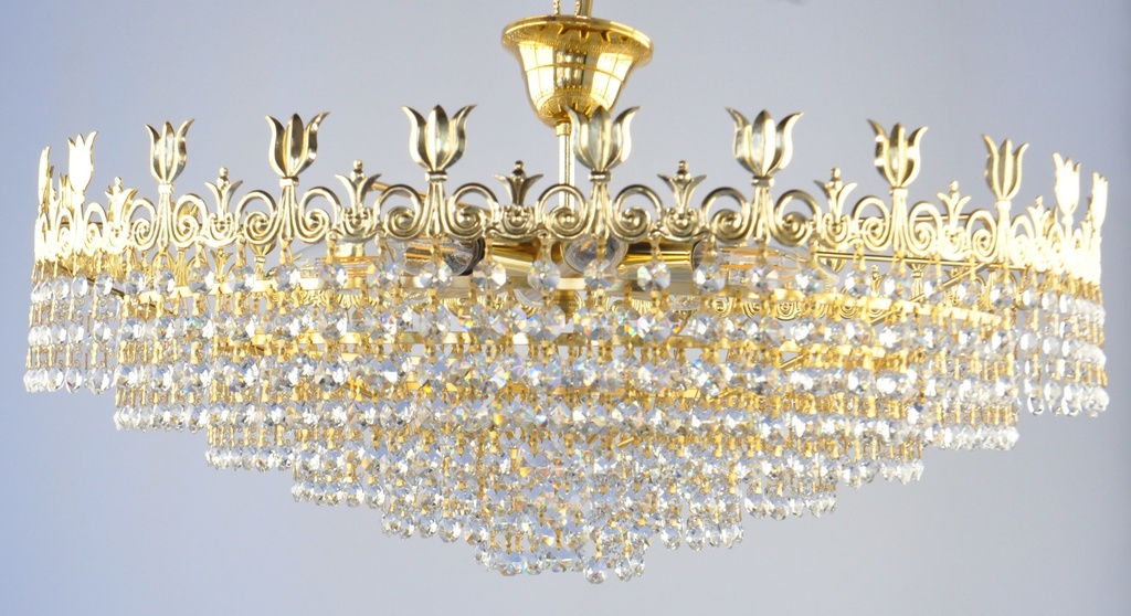 Asfour Crystal Chandelier 24K Gold Plated Finish