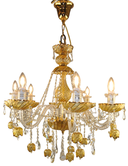 [XW-0724-8 Interlight] Asfour Crystal Chandelier Gold Glass Finish