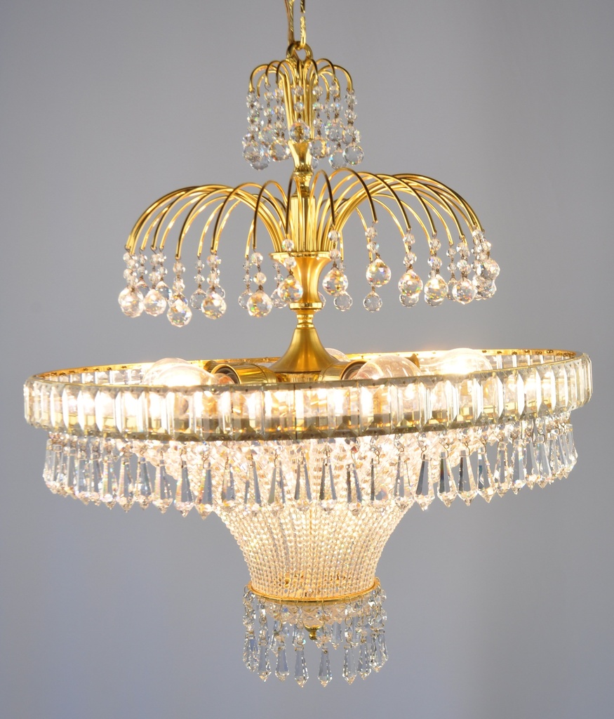 [25462 Interlight] Asfour Crystal Chandelier 24K Gold Plated Finish