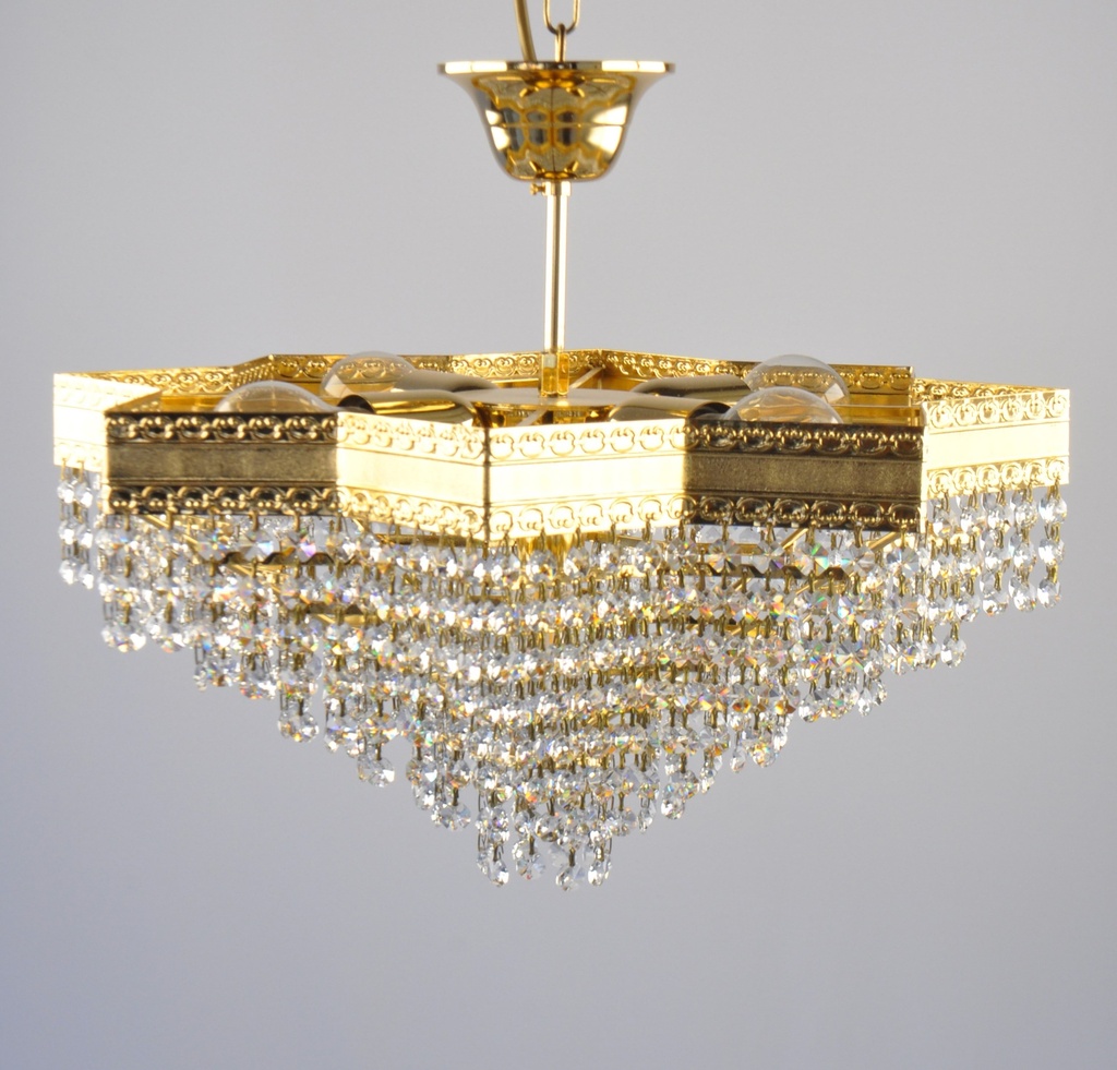 [4822-530-42 Interlight] Asfour Crystal Chandelier 24K Gold Plated Finish