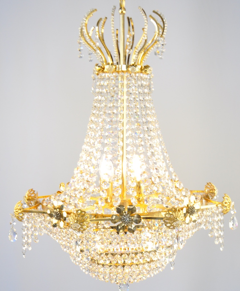 [2075/F8 - Interlight] Asfour Crystal Chandelier 24K Gold Plated Finish