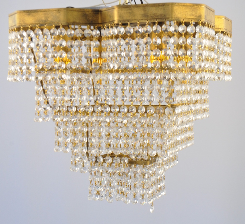 [009 Interlight] Asfour Crystal Chandelier 24K Gold Plated Finish