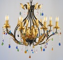 Glass Color Crystal Chandelier Black Metal Finish