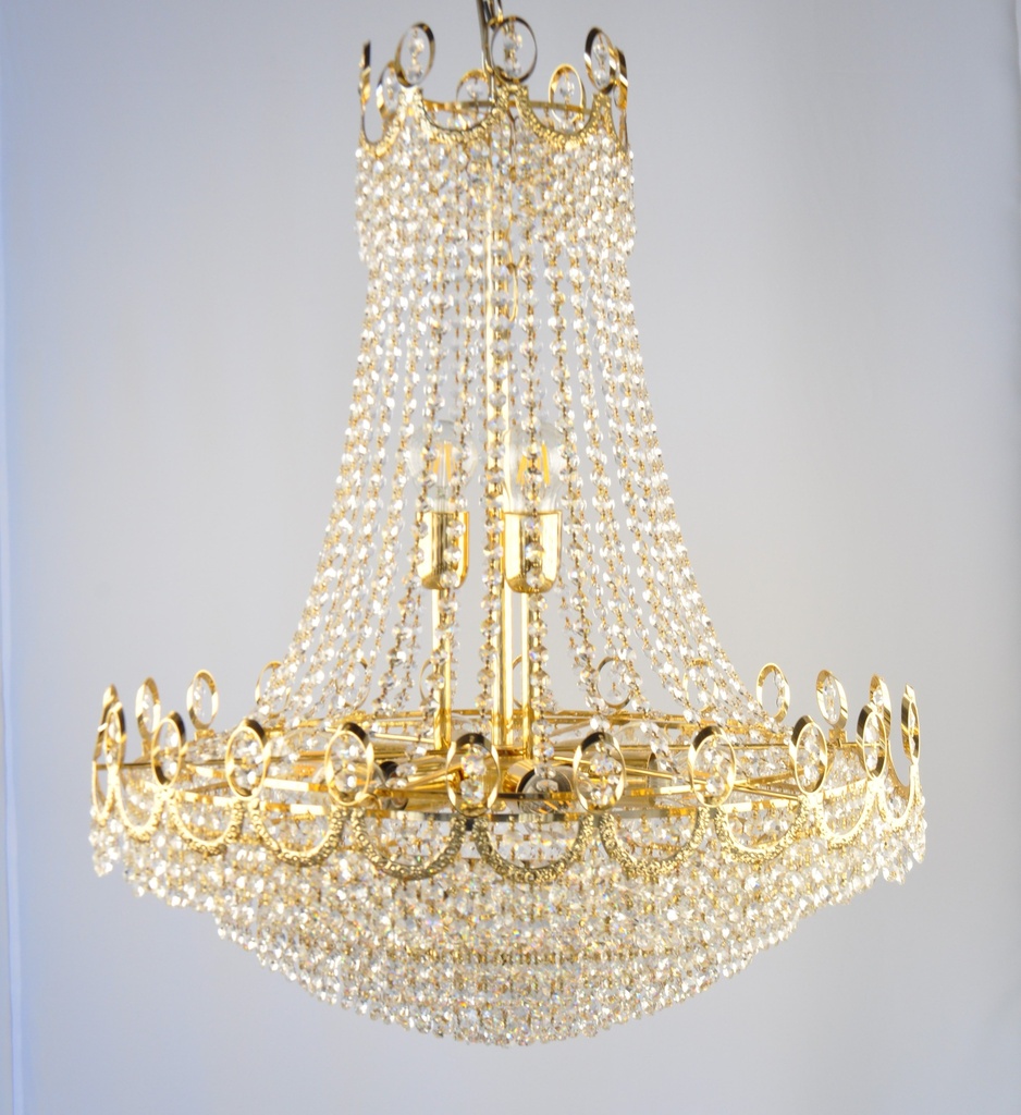 [Impero 1015/60 Interlight] Asfour Crystal Chandelier 24K Gold Plated Finish