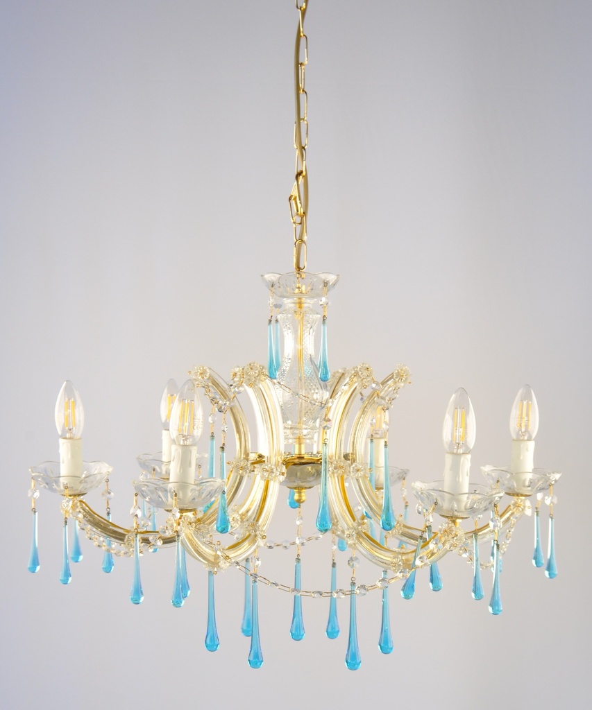 [Crystal Blue Interlight] Glass Colour Crystal Chandelier Glass Finish